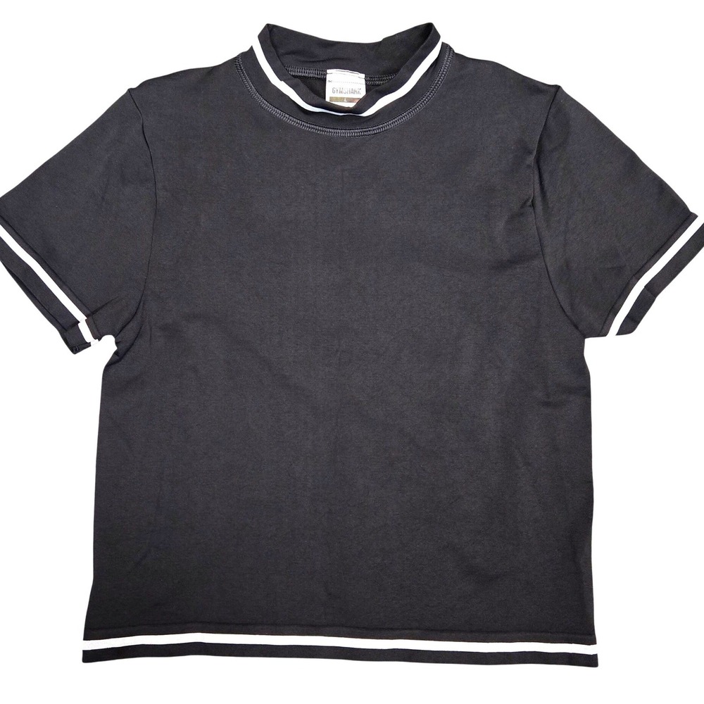 Gymshark Contrast Seamless Midi T-Shirt Womens Large Black White Mock Neck